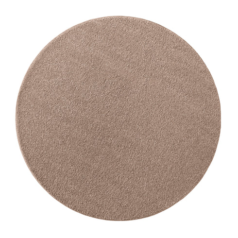Kurzflor Teppich | Flauschiger Flachflor für Wohnzimmer, Esszimmer, Schlafzimmer oder Kinderzimmer | Taupe Rund